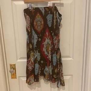 Women’s skirt, brown with multi colored pattern